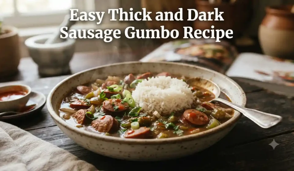 Easy Thick and Dark Sausage Gumbo Recipe