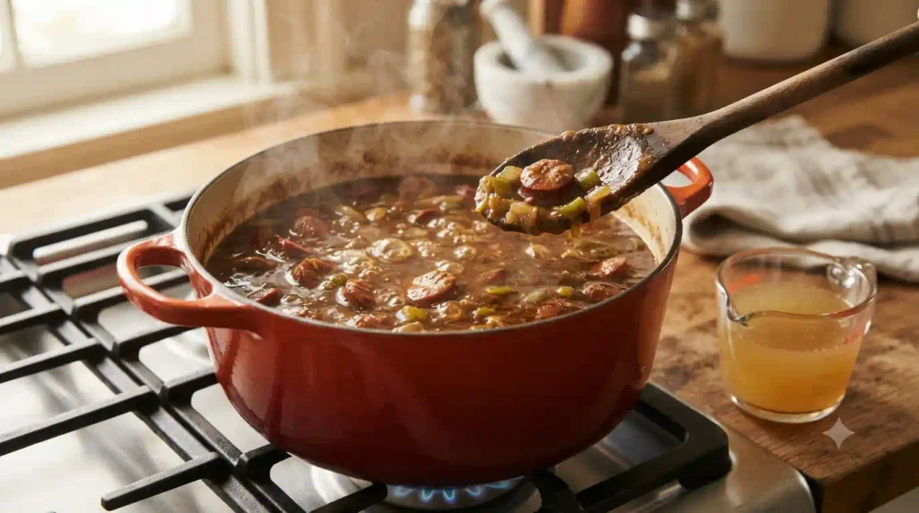 Easy Thick and Dark Sausage Gumbo Recipe Easy Thick and Dark Sausage Gumbo Recipe