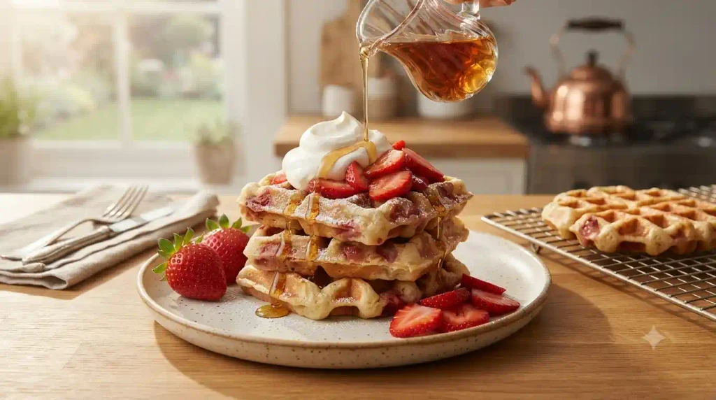 Strawberry Waffles Recipe – Addictive & Shortcake-Like