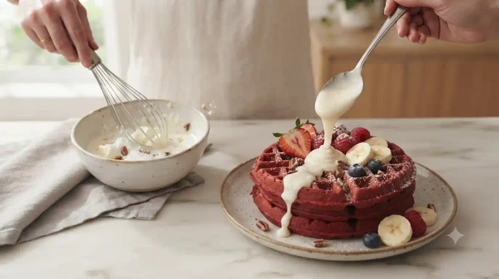 Red Velvet Waffles Recipe – Cake-Like & Cream Cheese Drip Red Velvet Waffles Recipe – Cake-Like & Cream Cheese Drip
