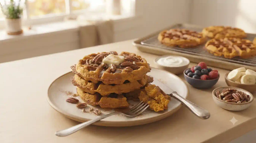 Pumpkin Waffles Recipe – Fluffy, Spiced & Full of Flavor