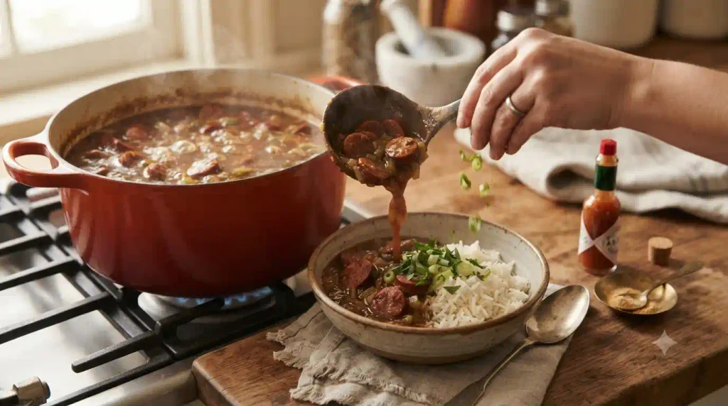 Easy Thick and Dark Sausage Gumbo Recipe Easy Thick and Dark Sausage Gumbo Recipe