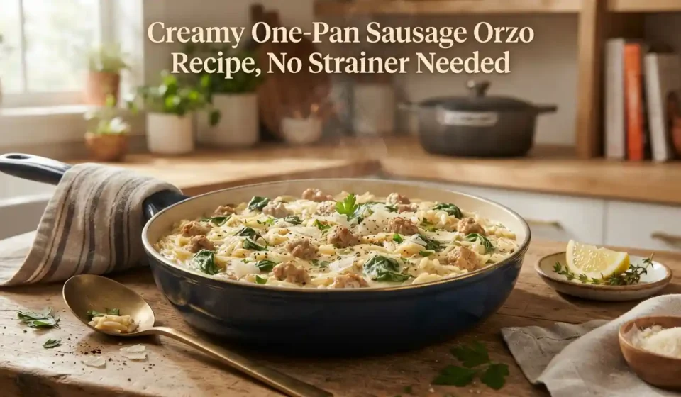 Creamy One-Pan Sausage Orzo Recipe, No Strainer Needed