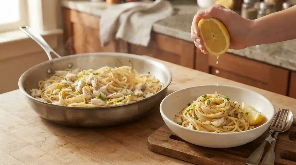 Garlicky Crab Linguine Recipe With Glossy, Clinging Sauce Garlicky Crab Linguine Recipe With Glossy, Clinging Sauce