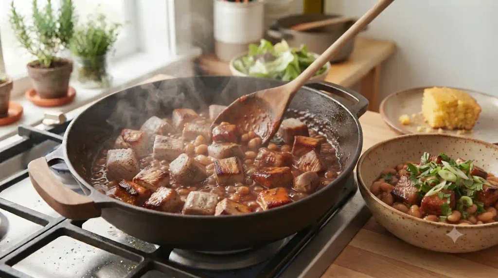 Sticky Pork and Beans Recipe Using Canned Beans Sticky Pork and Beans Recipe Using Canned Beans